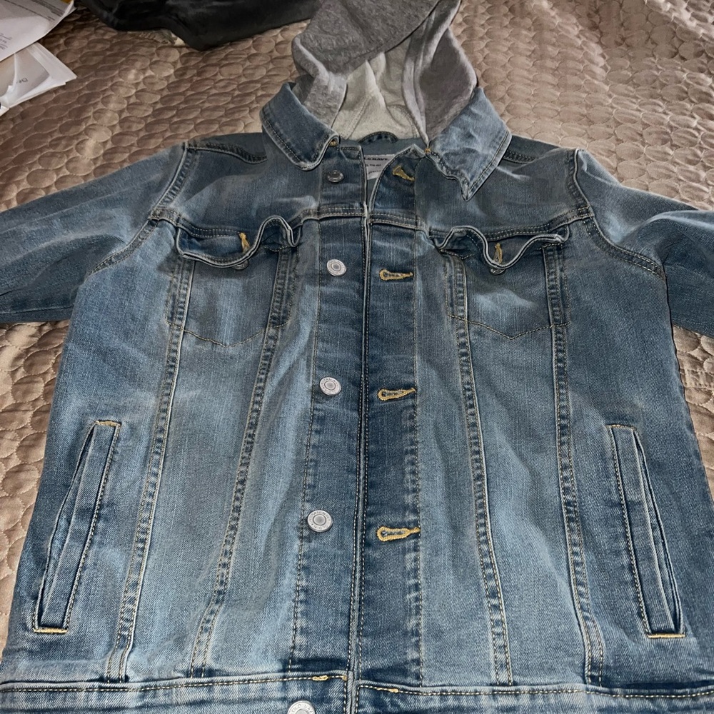Denim jacket with hood